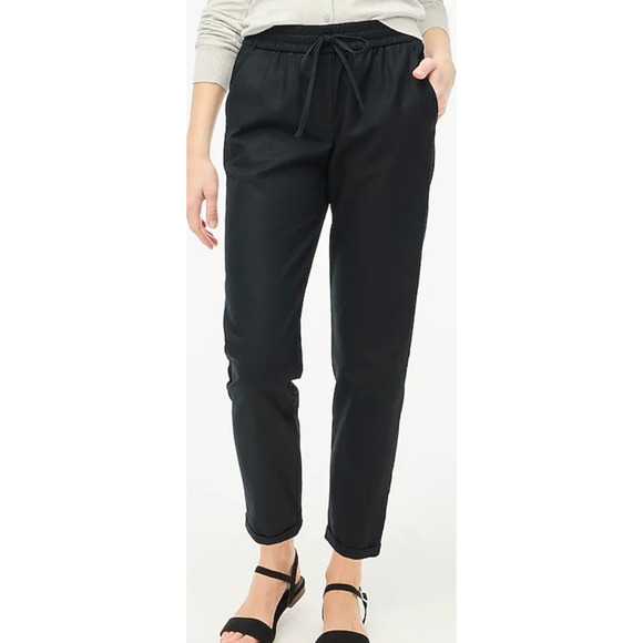 J Crew Linen Cotton Blend Drawstring Casual Pants US Women's 6 Tall New - Picture 1 of 7